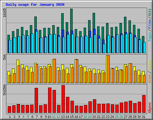 Daily usage for January 2020