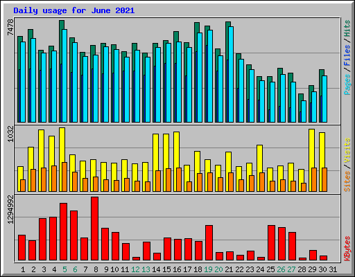 Daily usage for June 2021