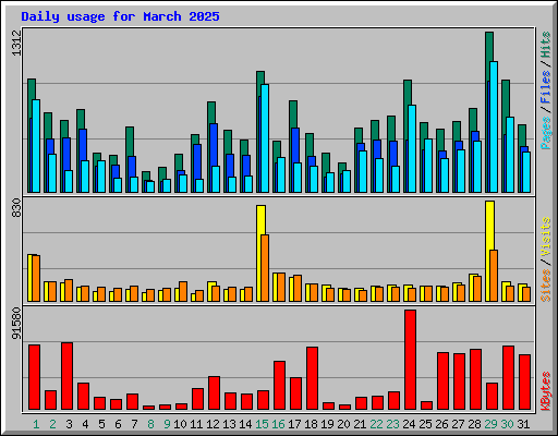 Daily usage for March 2025