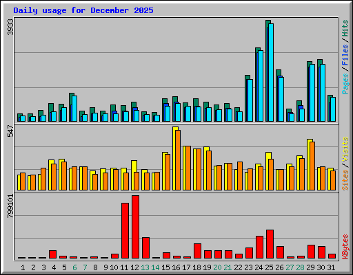 Daily usage for December 2025