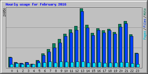 Hourly usage for February 2016